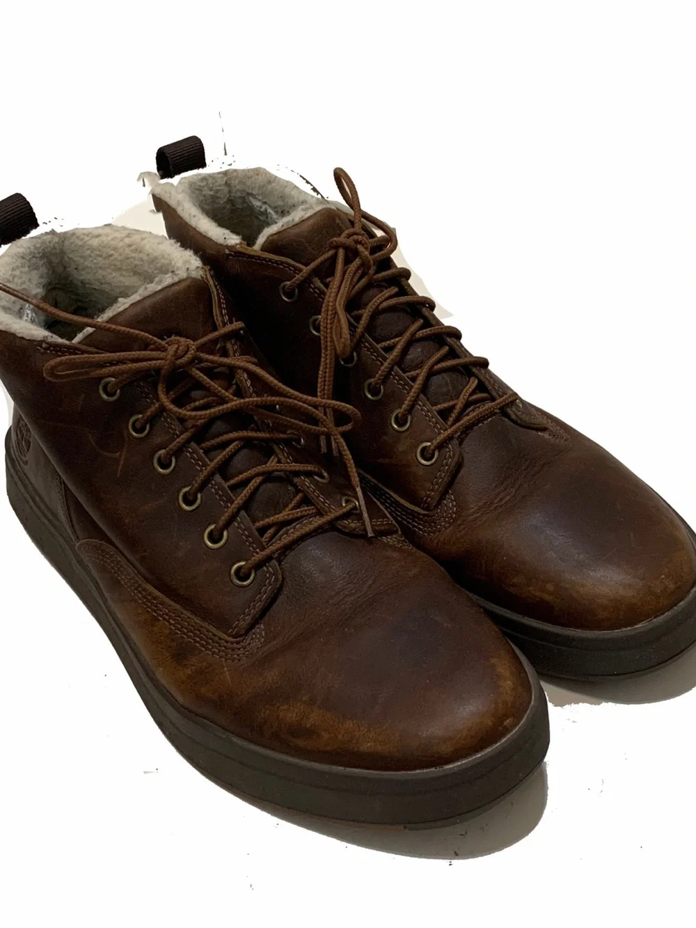 12 / Timberland Brown Leather Lace-Up Insulated Boots